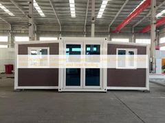 Rumah Kontainer 40 kaki yang dapat diperluas dengan ruang tinggal 72m2, ukuran lipat 11800 × 6220 × 2480mm, dan atap baja