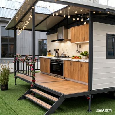 Beli 20FT double wing container house with balcony, bending parts 2.0mm steel column pembuatan online