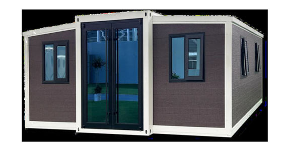 Atap logam bergelombang 40ft Kontainer yang dapat diperluas Rumah dengan sistem listrik dan 32A pelindung kebocoran