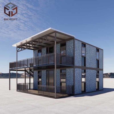 Rumah Lipat Modular Resistensi Angin Flat Pack Prefab Rumah OEM