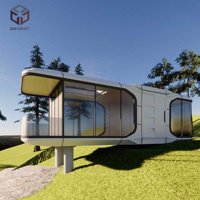8.5 Meter Space Capsule House Rumah Pod Prefabrikasi Ketahanan Angin