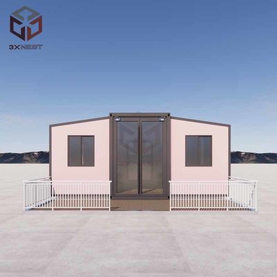 Double Wing Prefab Container House dengan Jendela Aluminium Jembatan yang Runtuh