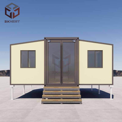 Rumah Kontainer Double Wing Step yang dapat disesuaikan dengan Balkon Isolasi EPS / PU / Rock Wool