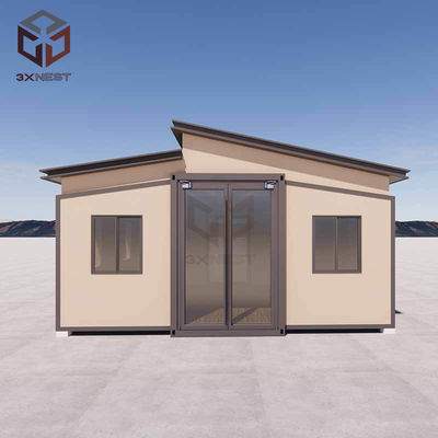 Double Wing Lipat 20ft Kontainer Box Rumah Dengan Sandwich Panel Atap