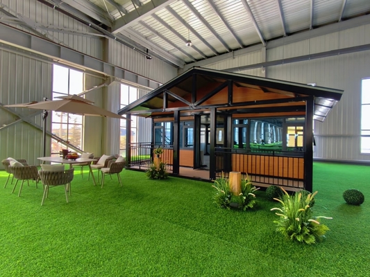 Rumah Lipat Prefab Modern dengan Ketebalan Lantai 50mm dan Jendela Geser PVC