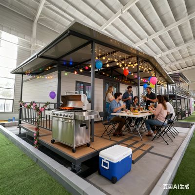 Rumah Kontainer Sayap Ganda yang Dapat Diperluas Tegangan 220V 20 kaki dengan Satu Pelindung Kebocoran 32 dan Bagian Tekuk Kolom Baja 2.0mm