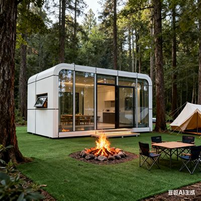 Rumah Kapsul Apple Portable dengan Dimensi 6000x3300x3000mm dan Desain Satu Kamar Satu Kamar Mandi