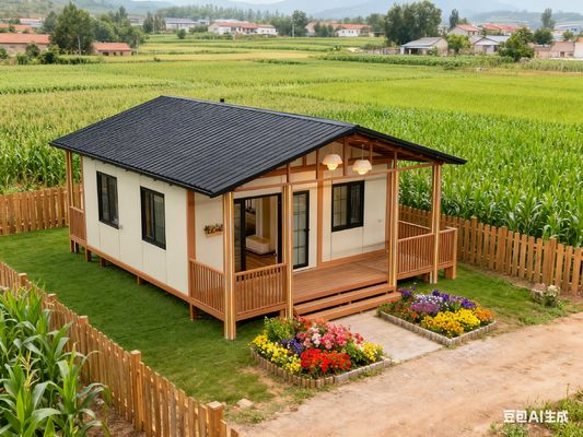 Rumah Kontainer yang dapat diperluas dengan 18mm tebal kayu lapis bambu 100mm total ketebalan dan sistem pipa yang sudah terpasang