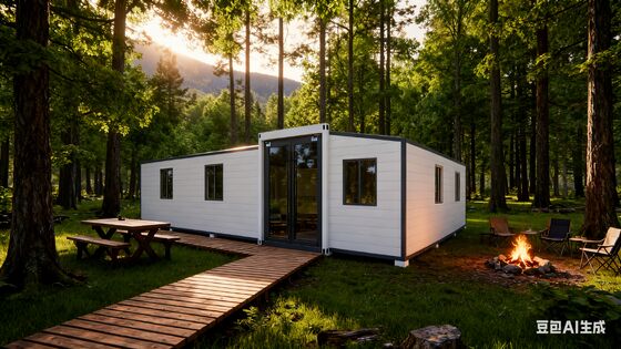 40ft Expandable Container Home dengan kabel yang dapat disesuaikan PVC Panel Kayu Interior dan Satu Hall Layout Solusi Perumahan Modular