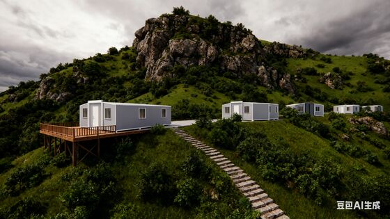 Rumah Kontainer yang Dapat Diperluas 40 kaki dengan Luas Lantai 72 Meter Persegi, Finishing Interior Panel Kayu PVC, dan Kamar Mandi Pemisahan Kering Basah