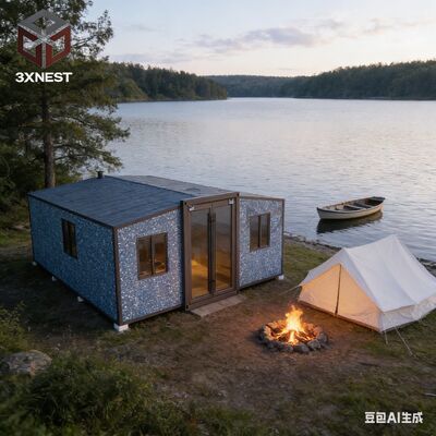 Satu Hall 40ft Expandable Container Home Expanded Size L11800 W6220 H2480mm Loading Quantity 1 40HQ Shipping Container Dapat Menampung 1 Set Space Modular Home