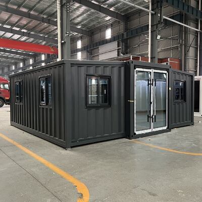 Kontainer 20ft yang dapat dilipat dengan papan ukiran logam 16mm, tata letak rumah yang dapat disesuaikan, dan atap tahan air untuk rumah kecil prefab