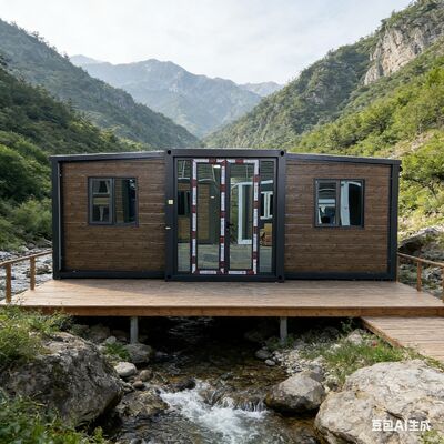 Kontainer 20 kaki Lipat Tergalvanis Penuh dengan Insulasi Termal dan Suara serta Teras yang Dapat Disesuaikan untuk Kehidupan Serbaguna