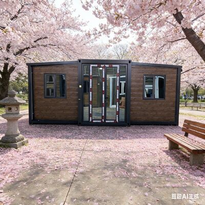 Kontainer 20 kaki yang dapat dilipat dengan ukuran lipat 5900 × 2200 × 2480 mm, Dilengkapi Rangka Baja Ringan Galvanis yang Dapat Disesuaikan untuk Penanganan Mudah