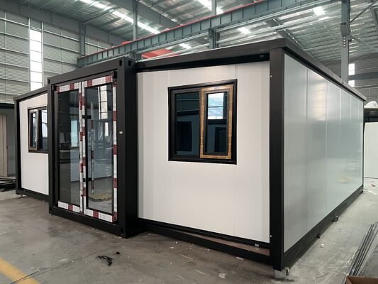 Rangka Samping Tergalvanis Penuh Kontainer 20ft yang Dapat Dilipat dengan Tata Letak Rumah yang Dapat Disesuaikan dan Lantai Serat Semen Tahan Api Tebal 18mm